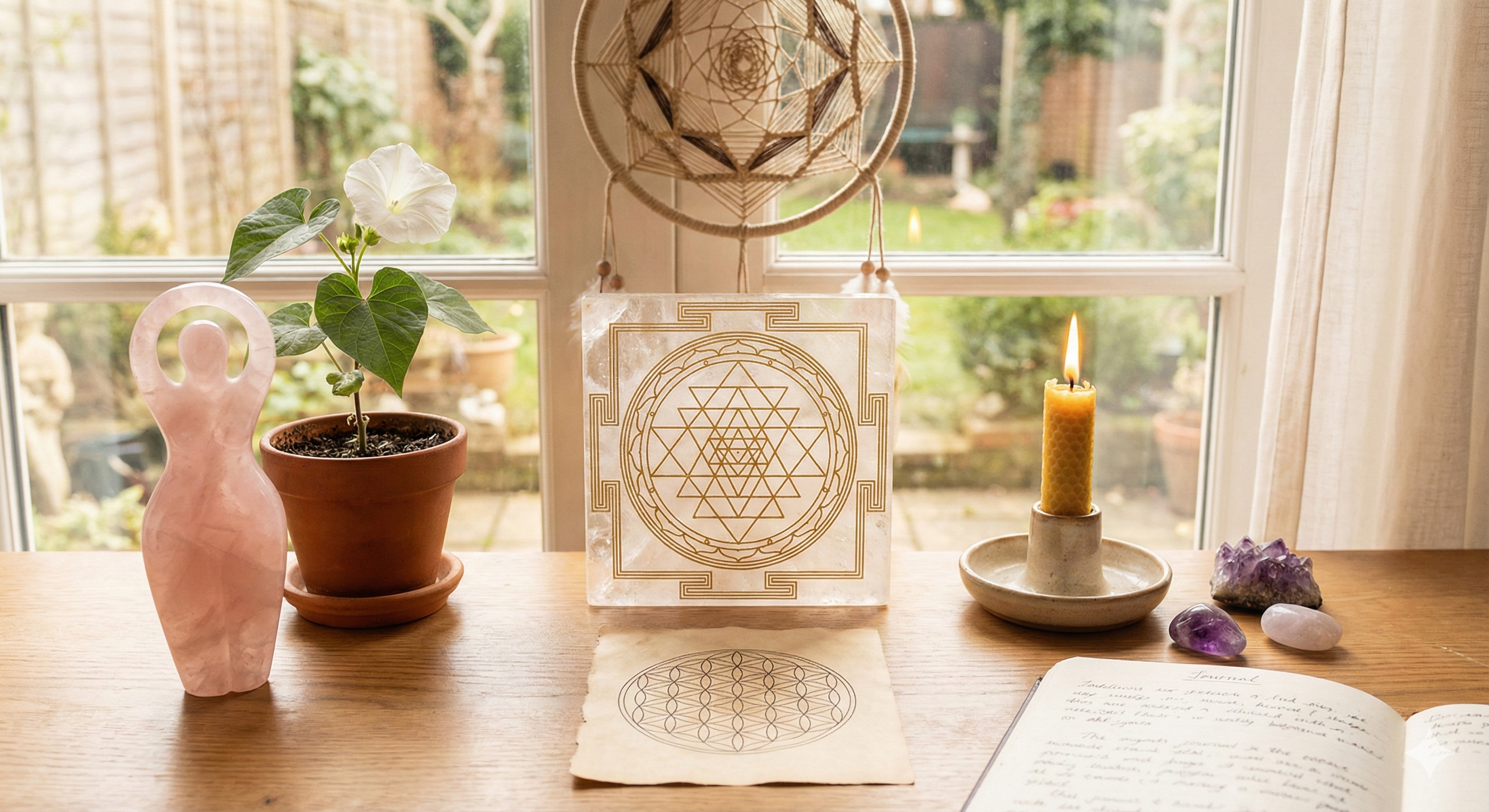 Sacred geometry and feminine energy symbols